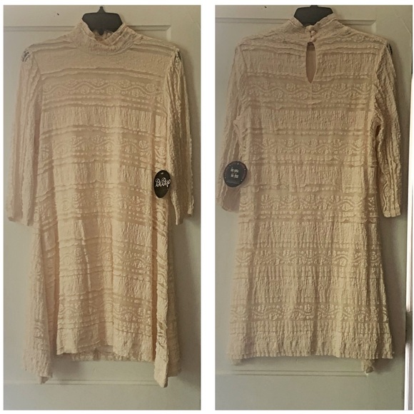 NWT BEBOP 3/4 SLEEVE TURTLENECK LACE DRESS BLUSH XL - Picture 4 of 11